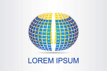 Logo stylized spherical surface with abstract shapes