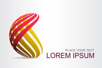 Logo stylized spherical surface with abstract shapes
