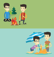 Two travel banners with space for text.