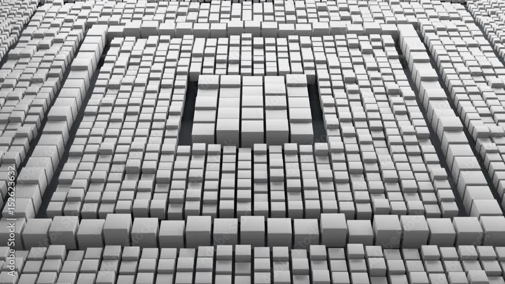 Poster huge amount of randomly moved cubes with different size. 3d render abstract background. massive of c