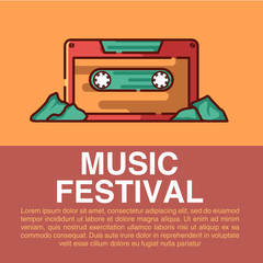 Vector music icons and signs in flat style