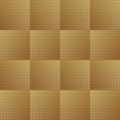 Optical art background with 3d illusion, golden gradient grid in checker design