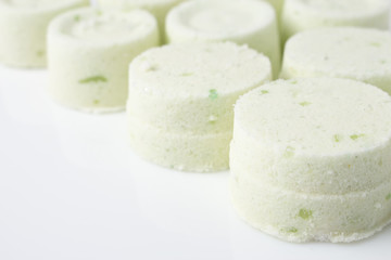 eucalyptus bath bomb on a white