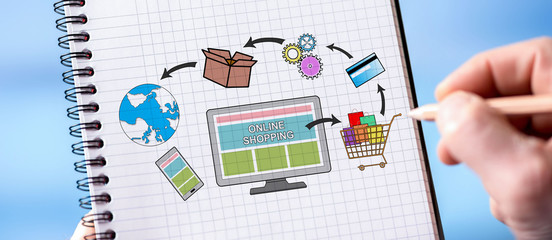 Online shopping concept on a notepad