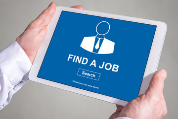 Job search concept on a tablet