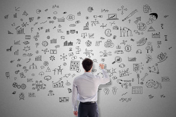 Creativity concept drawn by a man