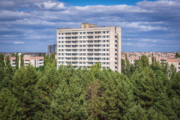 Blocks of houses in Pripyat ghost town of Chernobyl Exclusion Zone, Ukraine