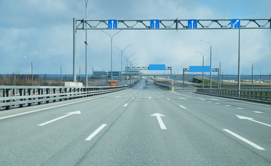 modern high-speed highway . the view from the car