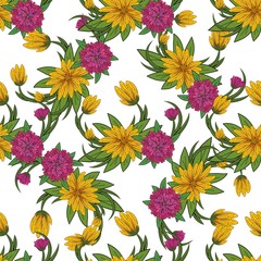 Bright flowers pattern. Flowers vector texture