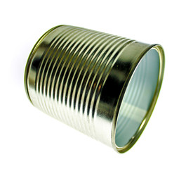 Tin can on a white background