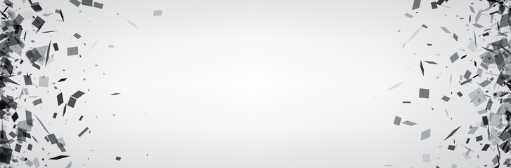 White banner with gray confetti.