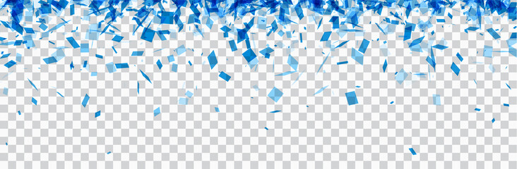 Fototapeta Checkered banner with blue confetti. obraz