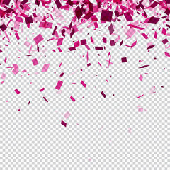 Checkered background with fuchsia confetti.