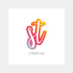 ST logo, vector. Useful as branding, app icon, alphabet combination, clip-art.
