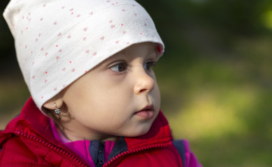 Closeup profile of a little girl