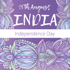 Independence Day of India. 15 th of August with mandala. Oriental pattern, vector illustration. Islam, Arabic Indian turkish motifs