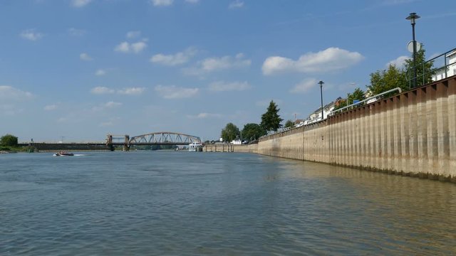 The IJssel river and the old IJsel bridge
