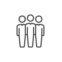 People line icon, outline vector sign, linear style pictogram isolated on white. Team leader symbol, logo illustration. Editable stroke. Pixel perfect
