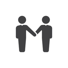 Handshake, partnership icon vector, filled flat sign, solid pictogram isolated on white. Symbol, logo illustration. Pixel perfect