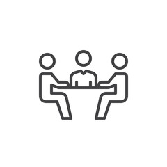 Business meeting line icon, outline vector sign, linear style pictogram isolated on white. Symbol, logo illustration. Editable stroke. Pixel perfect