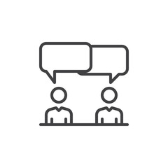 Discussion, dispute line icon, outline vector sign, linear style pictogram isolated on white. Symbol, logo illustration. Editable stroke. Pixel perfect