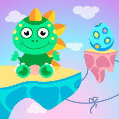 Cute dinosaur in cartoon style.