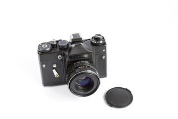 Vintage Photo Camera With Lense Isolated on a White