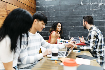 Group of friends studying and preparing university jobs