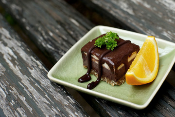 chocolate cake with slice orange
