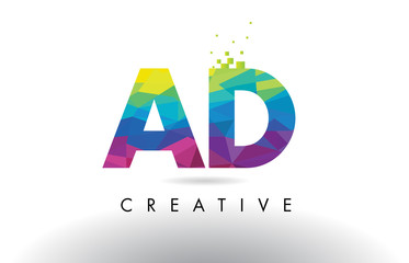 AD A D Colorful Letter Origami Triangles Design Vector.
