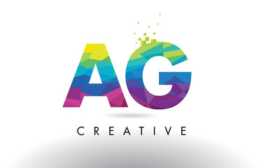 AG A G Colorful Letter Origami Triangles Design Vector.