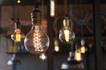 Decorative light bulbs on beautiful background