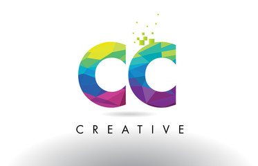 CC C C Colorful Letter Origami Triangles Design Vector.