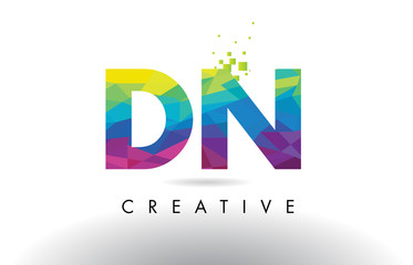 DN D N Colorful Letter Origami Triangles Design Vector.