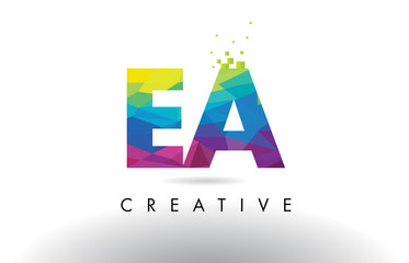 EA E A Colorful Letter Origami Triangles Design Vector.