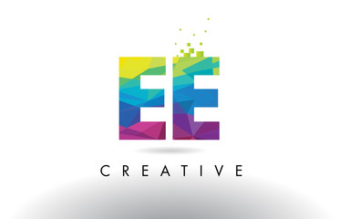 EE E E Colorful Letter Origami Triangles Design Vector.