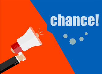 Chance. Flat design business concept Digital marketing business man holding megaphone for website and promotion banners.