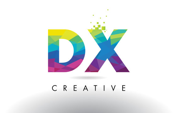 DX D X Colorful Letter Origami Triangles Design Vector.