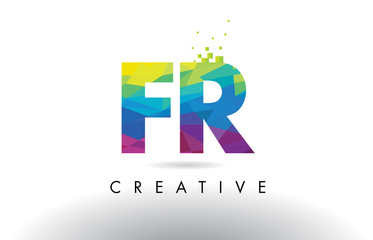 Obraz premium FR F R Colorful Letter Origami Triangles Design Vector.