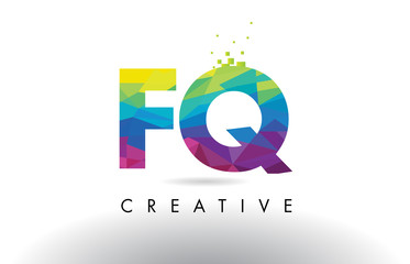 FQ F Q Colorful Letter Origami Triangles Design Vector.