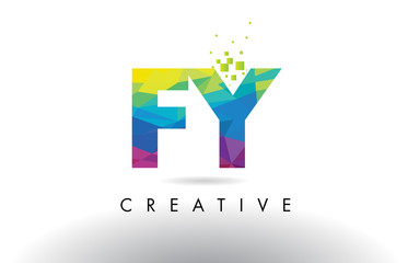 FY F Y Colorful Letter Origami Triangles Design Vector.