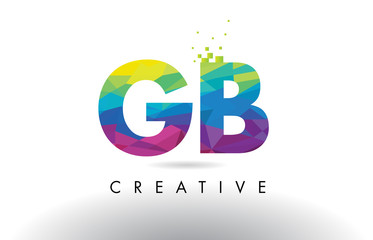 GB G B Colorful Letter Origami Triangles Design Vector.