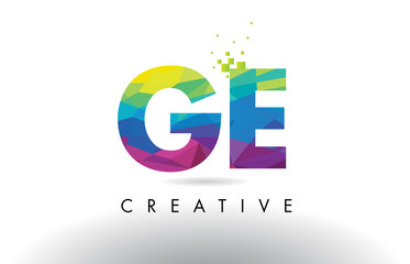 GE G E Colorful Letter Origami Triangles Design Vector.