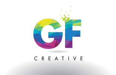 GF G F Colorful Letter Origami Triangles Design Vector.