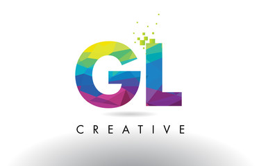 GL G L Colorful Letter Origami Triangles Design Vector.