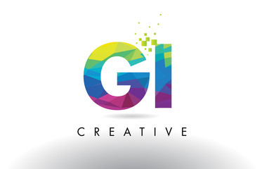 GI G I Colorful Letter Origami Triangles Design Vector.
