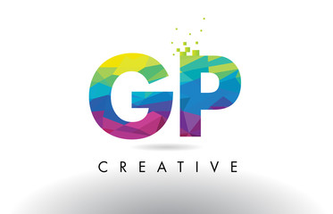 GP G P Colorful Letter Origami Triangles Design Vector.