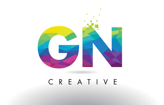 GN G N Colorful Letter Origami Triangles Design Vector.