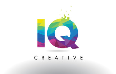 IQ I Q Colorful Letter Origami Triangles Design Vector. - obrazy, fototapety, plakaty