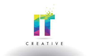 IT I T Colorful Letter Origami Triangles Design Vector.